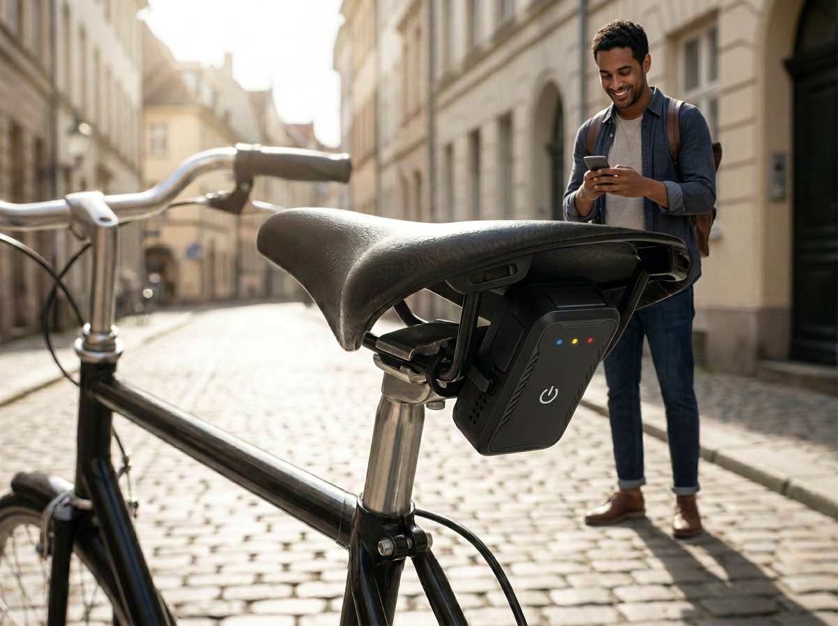 Alerte de sortie de zone : vous suivez le vélo sur la carte.